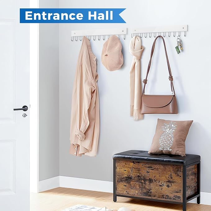 Belt Hanger Wall Mounted, Wooden Belt Organizer Max 12 Storage Capacity, 180° Rotating Space Saving Hangers for Ties, Tank Tops, Scarves, Bras, Keys, Bags White 1 Pack