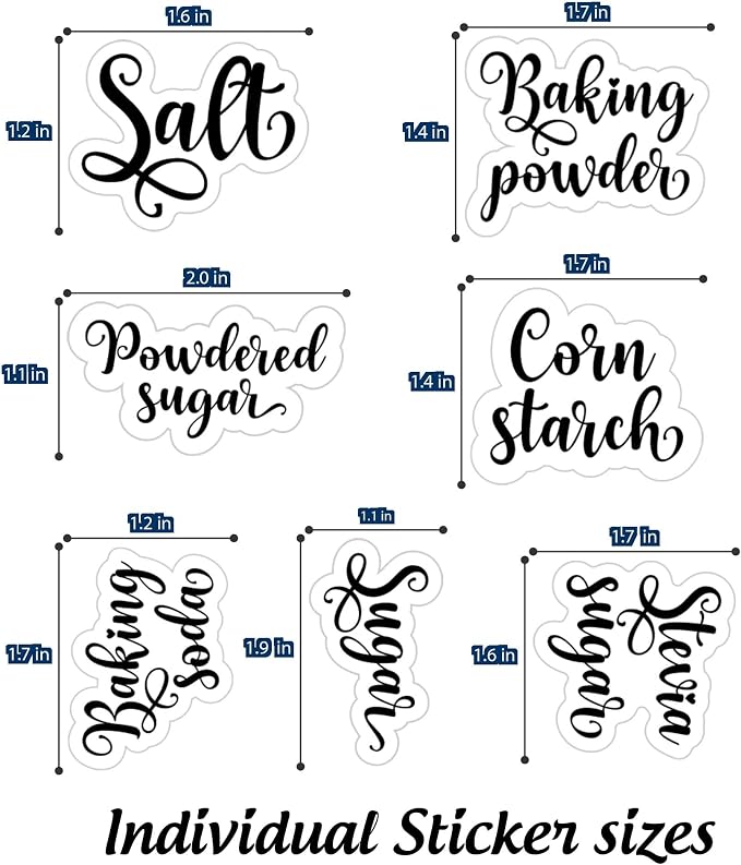 Pantry Organization Labels, Pantry Labels for Jars Containers Set of 7, Black Script Font, Common Baking Ingredients AG 11025