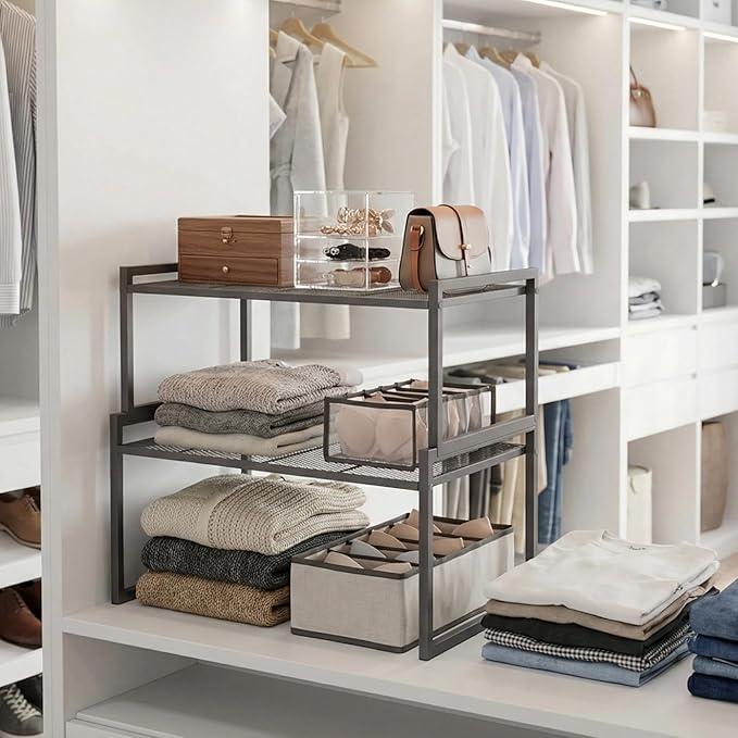 Set of 2 Cabinet Organizers 12.8''W 44 LBS Load Capacity Heavy Duty Kitchen Pantry Shelves Counter Countertop Storage Racks