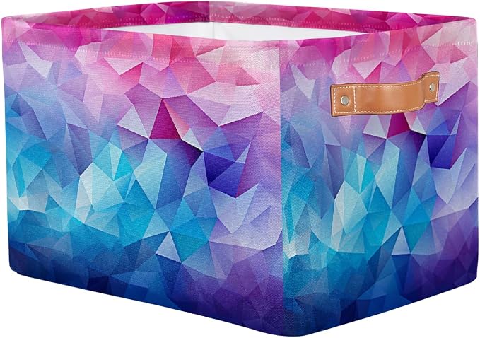 Rectangle Storage Baskets for Shelves, Abstract Pink And Blue Texture Storage Cube Organizer Bins Collapsible Toy Basket for Nursery Home Room