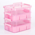 CraftGenes Art Supply Storage Organizer, 4-Tier 10 Qt Box, 2 Trays, Pink | Clear Compartments; Dual Removable Inserts; Carry Handle; Side Latches; Markers, Crayons, Brushes, Jewelry, Accessories
