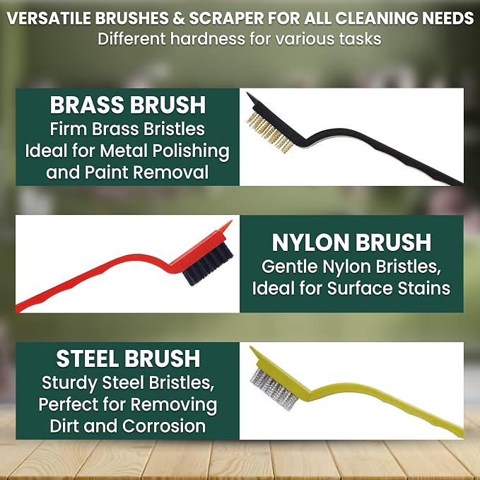 8 Pcs Crevice Cleaning Brush Set – Hard Bristle Cleaning Tools for Grout, Gaps & Narrow Spaces – Multi-Purpose Grout Brush, for Cleaning Bathroom, Shower, Window Tracks, Kitchen