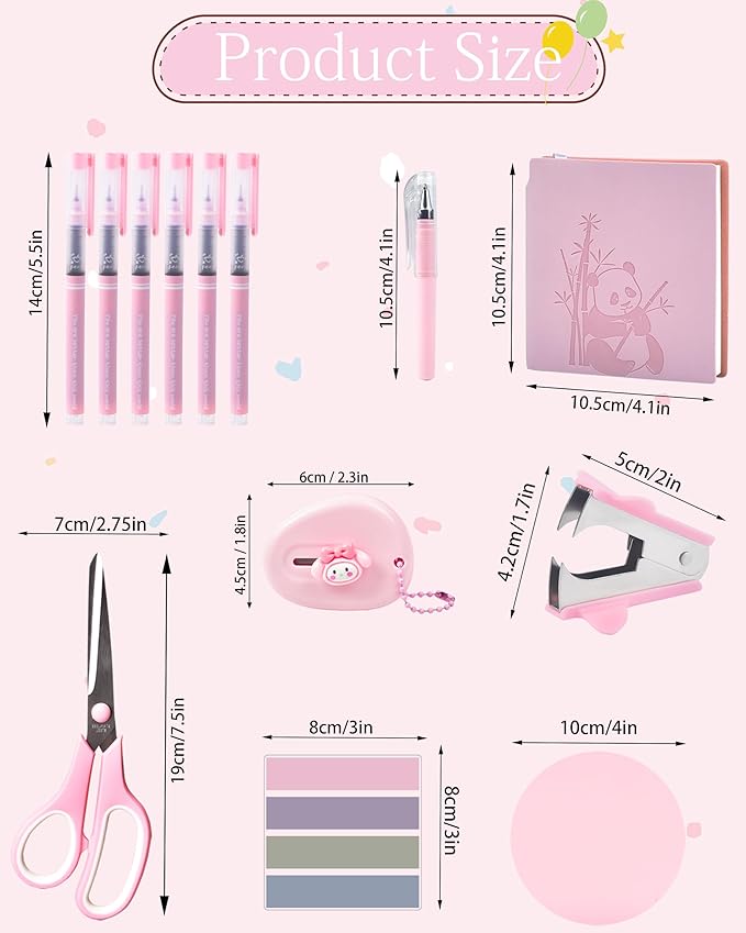 Pink Desk Accessories, Pencil case, Stapler, Pen and a Lot of Office Pink Office Supplies Beautifully Presented in a Gift Box