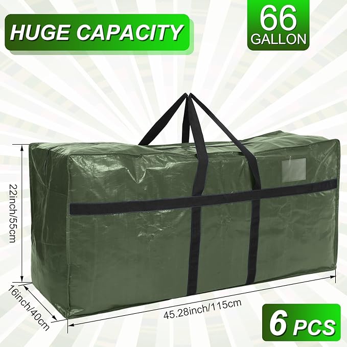 4 Pcs 66 Gallon Extra Large Moving Bags Heavy Duty Storage Bag with Strong Zipper Handle Foldable XXL Jumbo Storage Tote Packing Moving Box for College Dorm Travel Cloth Duffle (Green)