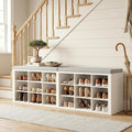 ITEFDTUTNE Shoe Rack Bench, 18 Cubbies Shoe Storage Bench with Cushion, 59" | Entryway Bench with Shoe Storage, Widened Organizer Cabinet for Entryway Hallway Bedroom Living Room, Holds Up to 400lbs