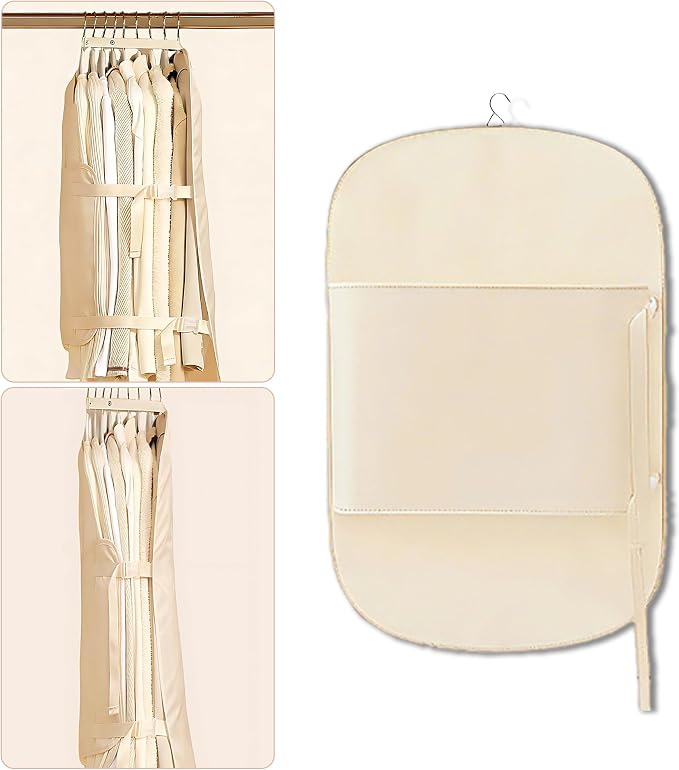 Closet Press Board Organizer, Space Saving Garment Bag, Space Saver Compression Bags, Jacket Storage For Closet, Large Capacity Closets Organizer For Office Bedroom Travel RV Daily Home (Beige)