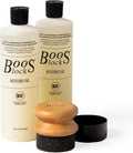 John Boos 3-Piece Care Set, 2-Pack 16 oz Mystery Oil & Round Beechwood Applicator - All-Natural Maintenance Formula for Butcher Blocks, Wooden Countertops & Wood Utensils