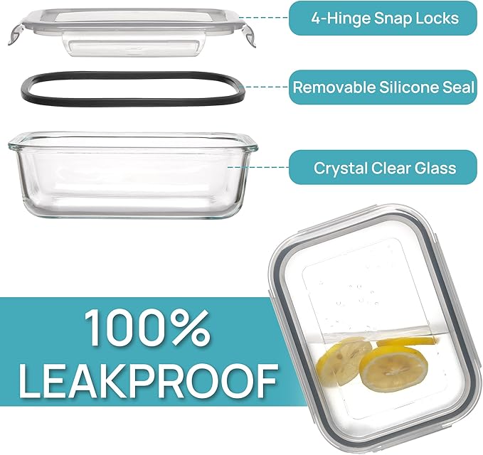 Vtopmart 35+22+63oz Glass Food Storage Containers with Lids, Airtight Reusable Meal Prep Lunch Container Set, Safe for Oven, Microwave, Freezer, and Dishwasher