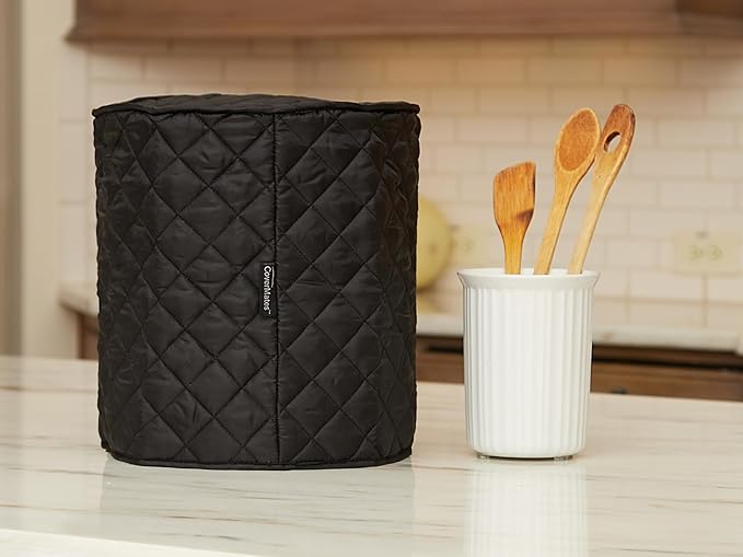 Covermates Keepsakes Oval Appliance Cover – Quilted Kitchen Appliance Cover for Countertop Storage – Dust Protection – Stain Resistant – Washable – Slip-On Appliance Design, Black