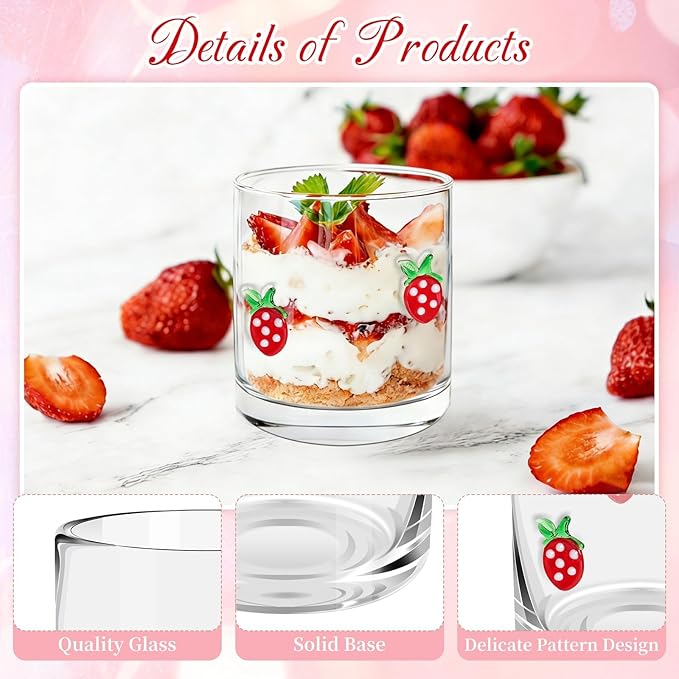 14 Ounce Icon Juice Glasses, Aesthetic Cocktail & Old Fashioned Drinking Glasses, Iconic Clear Glass Cups for Women, Sister, Friend & Party Gifts (Strawberry)