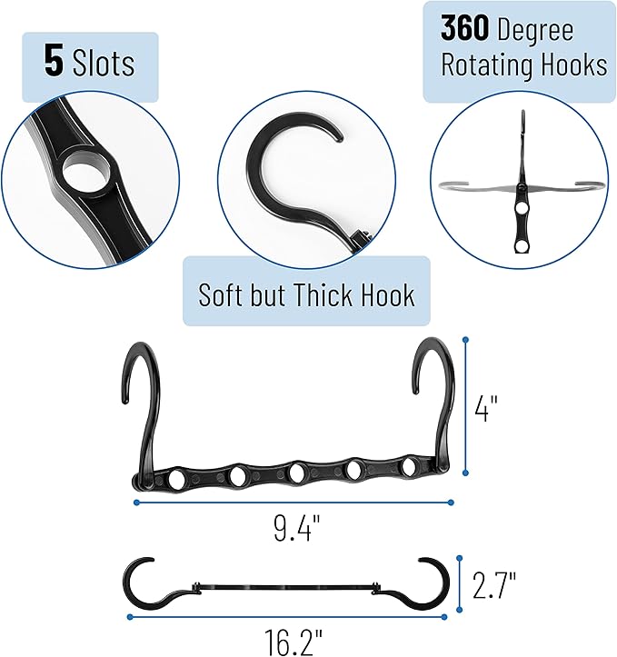 Mr. Pen- Space Saving Hangers, 8 pcs, 360° Rotating Hooks | Magic Cascading Hanger Organizer with 5 Enclosed Slots, Closet Organizers and Storage for Clothes