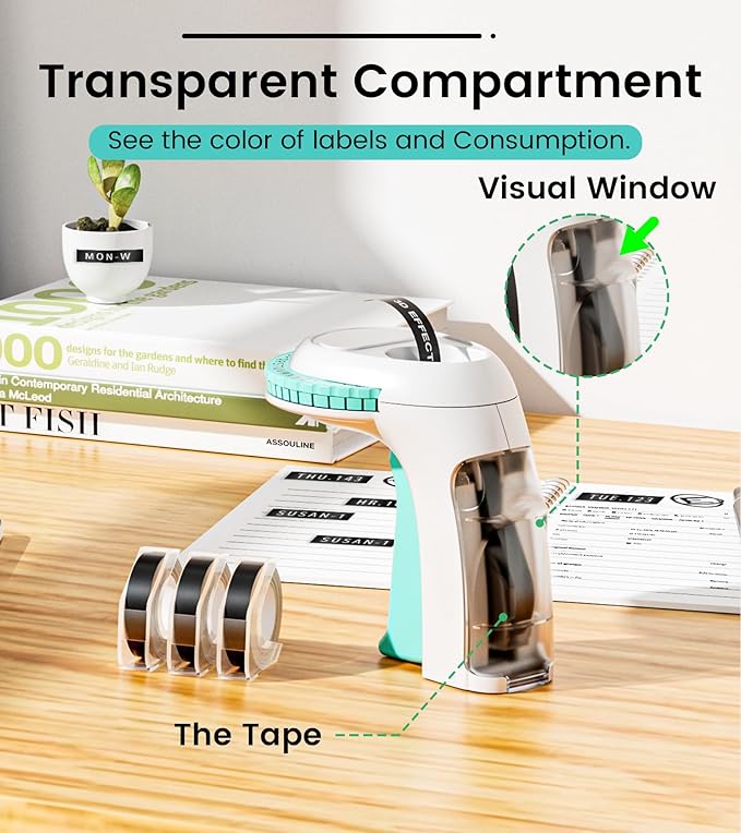 Embossing Label Maker Machine, Retro Embossed Label Maker Vintage, Handheld Old School Embosser with 3Rolls 3D 9mm 3/8 Inch Embossing Label Tapes for School Kids Items Home Office Scrapbooking