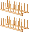 Bamboo Dish Drying Rack-2 PCS Pot Lid Plate Rack Organizer Holder for Cabinet-Cutting Board Organizer for Dish, Pot Lid, Bowl, Cup, Cutting Board