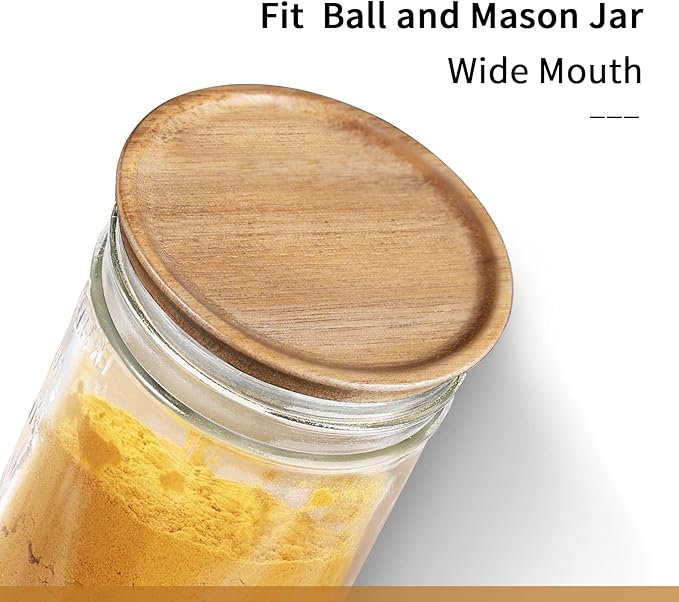 Wooden Storage Lids for Ball/Mason/Kerr Jars, Food Grade Material, Reusable canning lids with Silicone Seal, 100% Fit & Airtight for Jars (12PCS-Regular)