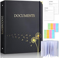 XKDOUS Important Document Organizer Emergency Binder Life Organizer Folio Folders with 9 Pockets Expanding File Storage Holder for Papers, Letters, Cards, Bills, Passports, Photos