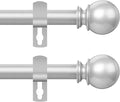 Silver Curtain Rod for Windows 48 to 84 or 88 Inch, 2 Pack 5/8 Inch Diameter Adjustable Curtain Rods With Brackets, Heavy Duty Easy to Install, Suitable for Bedrooms and Outdoor
