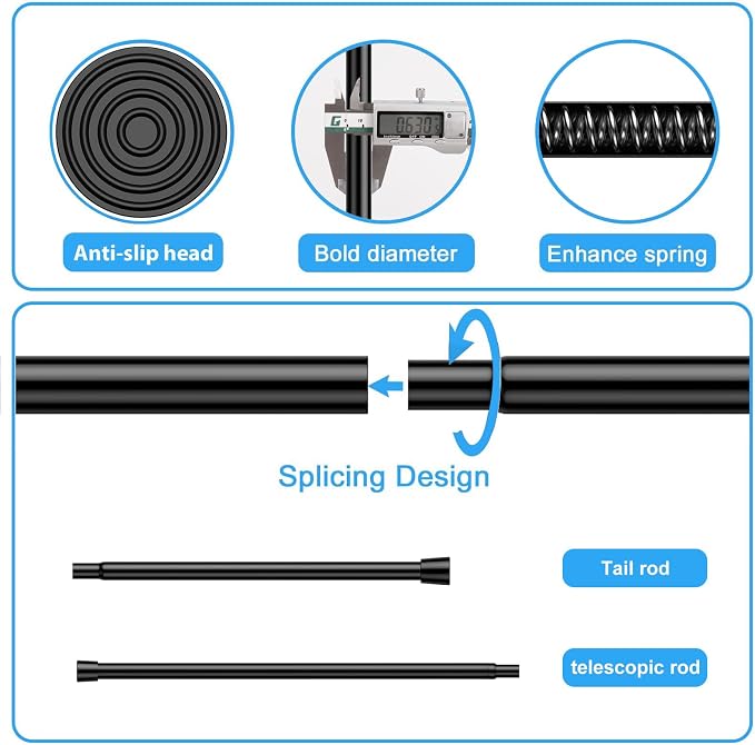 2 Pack Spring Tension Rods 26-39IN, 5/8 Inch Diameter Black No Drill Spring Loaded Adjustable Extendable, Small Short Tension Curtain Rod for Windows Kitchen Doorway Closet Cupboard
