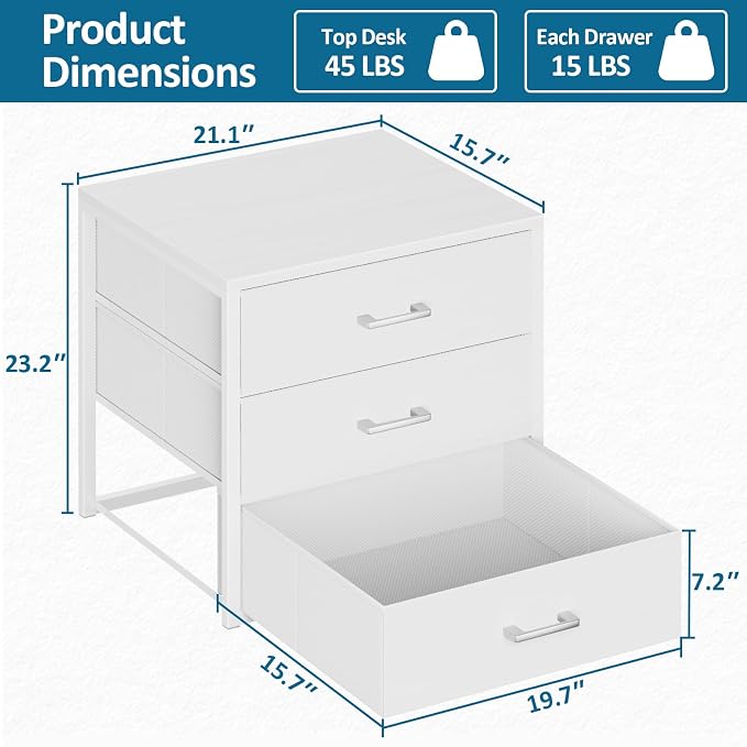 3 Fabric Drawer for Closet Storage: White Stackable Dresser Short Drawers for Clothes Organizer, Low Modular Chest Cabinet for Inside Closet Bedroom Nursery & Small Spaces, 4 Packs
