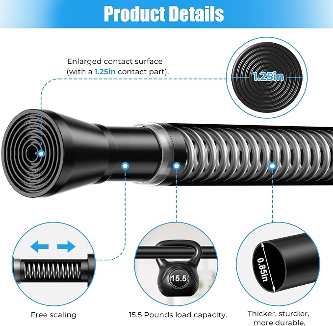 Spring Tension Curtain Rods 28-48 Inch Black 1 Pack | No-drill & tool-free setup. Fits windows, kitchens, doorways. Rust-resistant, great for light curtains.