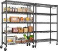5 Tier Storage Shelves 74"H Wire Shelving Adjustable Metal Shelving,1250LBS Pantry Shelves Sturdy Steel Wire Shelf for Kitchen Commercial Pantry Garage Warehouse ,74"H X36"W X14"D, Black 2PACK