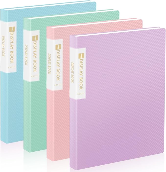 4 Pack Binder with Plastic Sleeves 30-Pocket, Displays 60 Pages, Sooez 8.5x11 Presentation Folders with Clear Sheet Protectors, Art Portfolio Binder for Certificate & Office Project Folder