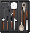 Lifewit Utensil Organizer for Kitchen Drawer, Expandable Cooking Silverware Tray, Adjustable Cutlery Flatware Holder, Plastic Spatula Tools Storage Divider, 14.4 x 15.8", Black