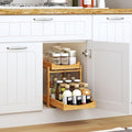 Bamboo Under Sink Organizer and Storage, 1 Pack Pull Out Cabinet Organization, 2 Tier Vertical Slide Out Undersink Storage Shelf, Multi-Purpose Organizer Shelves for Kitchen Bathroom Medicine