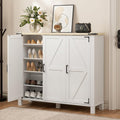 5-Tier Shoe Storage Cabinet, Farmhouse Shoe Rack Organizer Cabinet with 4 Adjustable Shelves & Side Cabinets, Freestanding Shoe Cabinet Storage with Anti-tip Fitting for Entryway, 47.3L×13.7W×40.7H