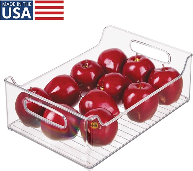 iDesign Stackable Storage Bin with Handles, Clear | For Pantry or Fridge, Made in USA