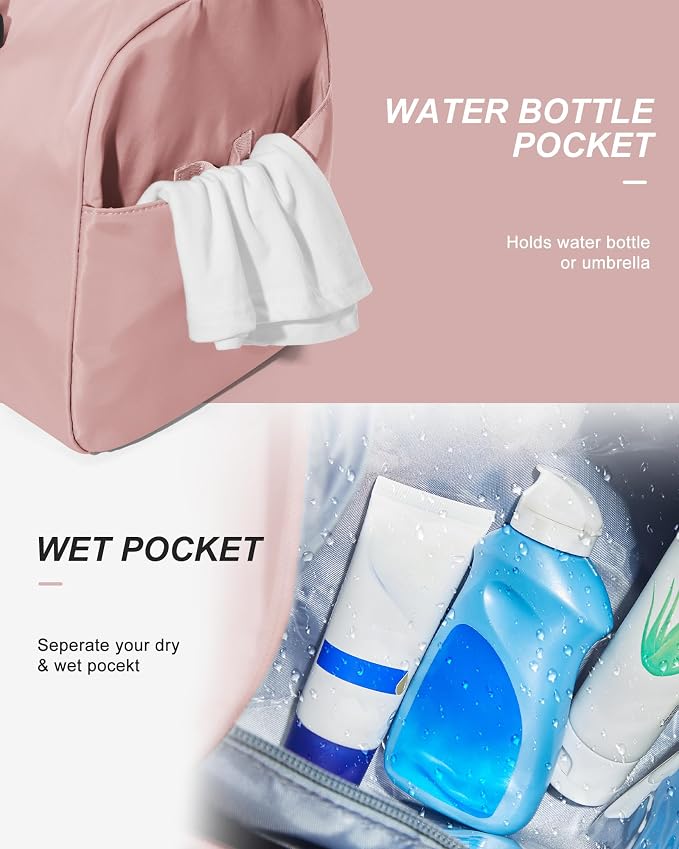 Gym Bag Womens Mens with Shoes Compartment and Wet Pocket Travel Duffel Bags for Women for Plane Sport Gym Tote Bags Swimming Yoga Small Waterproof Weekend Overnight Carry on Bag Hospital Holdalls