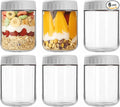 Overnight Oats Containers with Lids, 16oz Wide Mouth Mason Jars with Lids, 6 Pack Glass Jars with Airtight lid for Chia Pudding Yogurt Salad, Meal Prer Oatmeal Jars, Gray