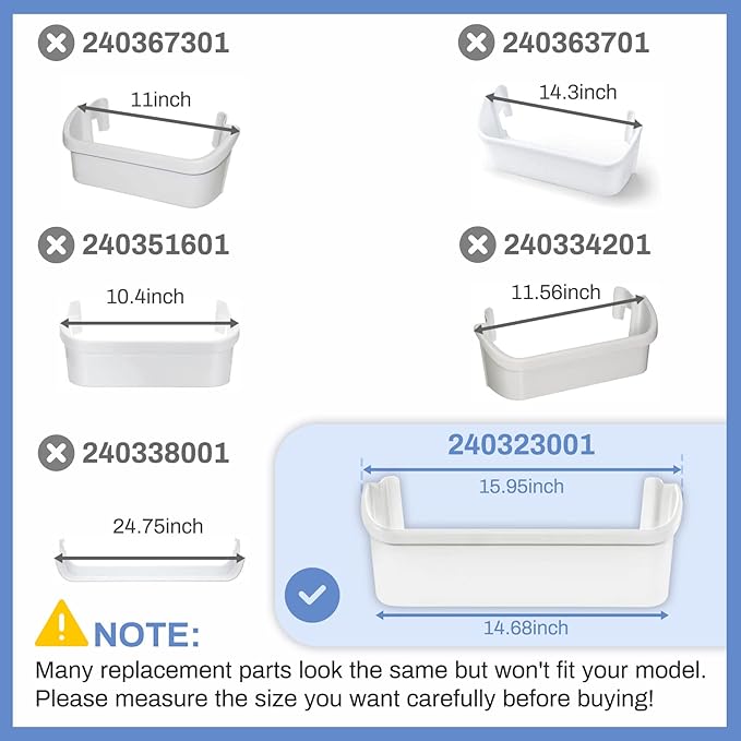UPGRADED 240323001 Refrigerator Door Shelf Bin Compatible with Frigidaire & Kenmore Parts, Replace 240323007, 890954, EA429724, PS429724, AH429725, Only Fit Bottom Shelves