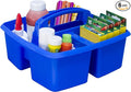 Storex 3-Compartment Small Caddy – Multipurpose Classroom Organizer with Handle, Blue, 5-Pack (00947E06C)