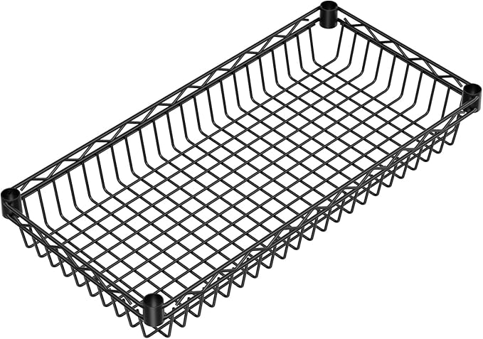 Golpart Basket Shelves Closet Rack with Wheels Metal Pantry Wire Shelf Unit | 6 tier Storage Rolling Shelving Bathroom Organizers Kitchen Garage Laundry Room Organization Home 30"Dx13.6"Wx65"H Black