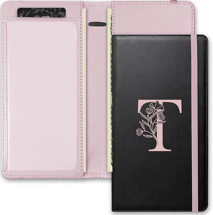 Letter Checkbook Cover, RFID Blocking Checkbook, Duplicate Checks with Pen Holder, Cards Slots, Multi-Functional Checkbook Holder for Personal and Business Checks