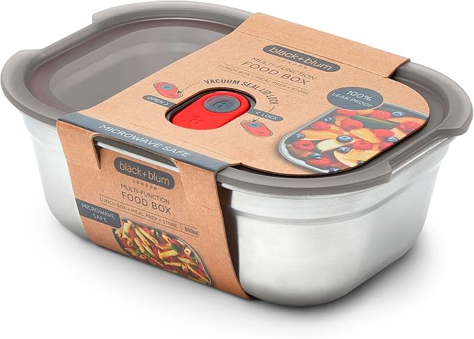 BLACK + BLUM Lunch Box - Meal Prep Containers Reusable for Picnic & Camping - Microwavable Stainless Steel Lunch & Dinner Food Storage Box with Leak Proof Lid - Dishwasher & Oven Safe - Small - 600ml | Leak Proof & Airtight, Durable & Reusable, Stackab...