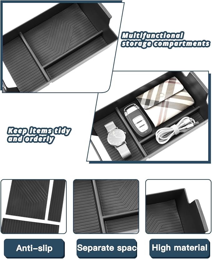 Ruiya E350/E450/E350 4MATIC Console Organizer for 2024-2026 Mercedes E-Class Accessories Armrest Console Organizer Compatible with 2024 2025 2026 Mercedes E-Class Sedan (W214) & E Wagon (S214/X214)