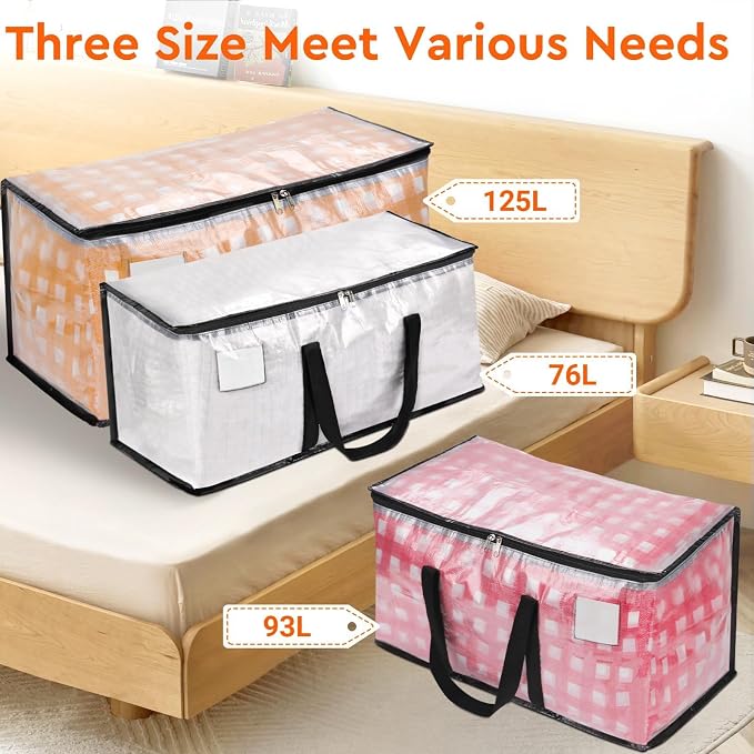 BlissTotes Moving Bags, 76L 2-Pack Storage Bags, Moving Box Heavy Duty Extra Large, Moving Totes with Zipper, Large Packing Bag with Reinforced Handles, Boxes for Packaging Moving