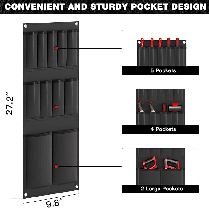 NattyDot Power Tool Organizer Cart with Charging Station, 8 Drills, Red | Freestanding Power Tool Cart Holds 8 Drills; Charging Station Powers Batteries while Sturdy Shelves Organize Garage Gear