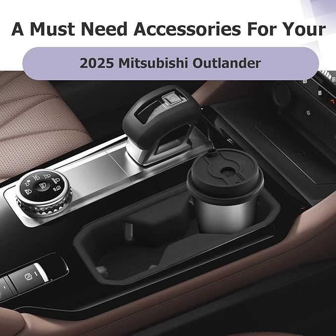 LUWU 2025 Outlander Center Console Cup Holder Compatible with 2025 Mitsubishi Outlander ES/SE/SEL/Trail Edition Accessories Center Console Silicone Cup Holder Insert[NOT FOR 2025 Outlander PHEV&Sport]