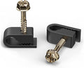 THE CIMPLE CO Single Cable Clips with Screws - 1/4 Inch Coaxial Cable Clamps Outdoor - Exterior Cord Management for Coax, CAT Ethernet, Electrical Wire - Screw Clamps for Wires - 50 PCS, Black
