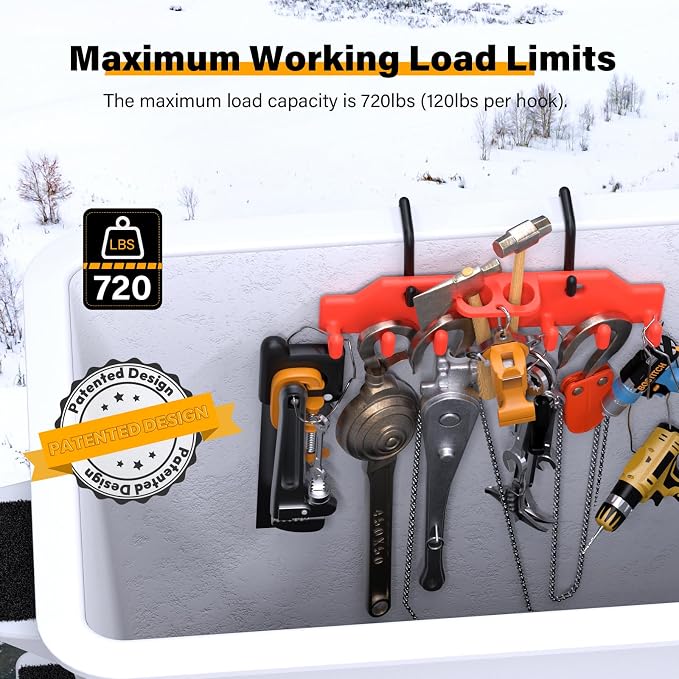 Lineman Tool Board, Bucket Truck Hook Organizer, Line Work Buckets Accessories,Tool Organizer for Bucket Trucks and Lineman, Including Two 3” Aerial Bucket Hooks and Two 2” Aerial Bucket Hooks.
