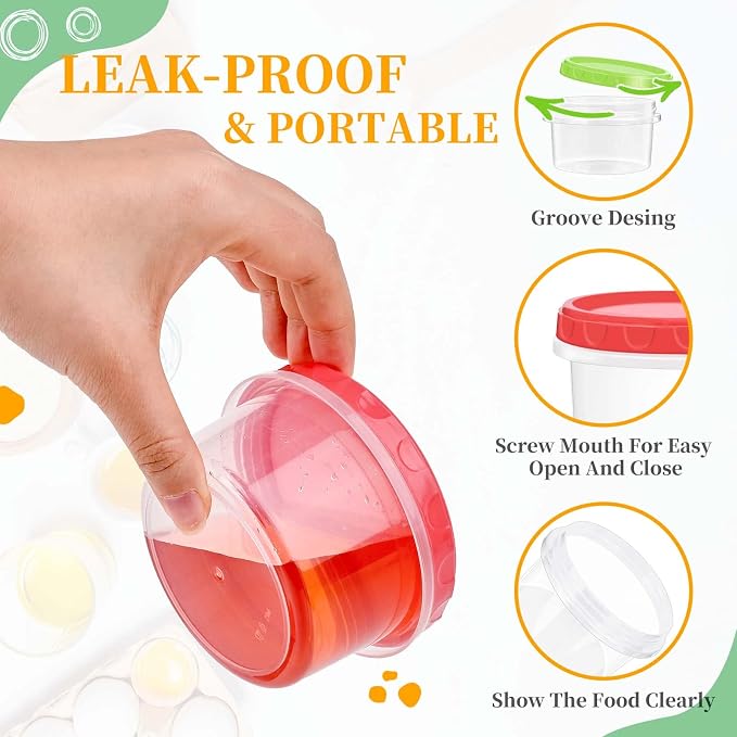 TOFLEN 8 oz Small Plastic Freezer Containers, 12 Pcs, Multicolor | Reusable Food Storage Containers with Twist Lids, BPA-free, Leakproof & Airtight, Freezer Safe, Dishwasher Safe