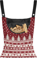 Red Fair Isle Reindeer Clothespin Bag Laundry Hanging Storage Organizer with Rope Clothespin Holder with an Extra Large Opening for Clothesline Outdoor Clothespins Storage with Hanger Hook