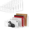 YAGELI 2 Pack 5-Slot Acrylic Mail Organizer for Desktop – Scalloped Clear Document Sorter, Vertical File Holder for Office/Home, Space-Saving Desk Organizer for Letters,Envelope,Bills,Stationery
