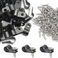 50 Pcs 1/3 Inch Black Nylon Cable Clip Wire Clamp, R-type | 8.4mm, Screw Mounting, Wire Management, Stainless Steel Screws Included
