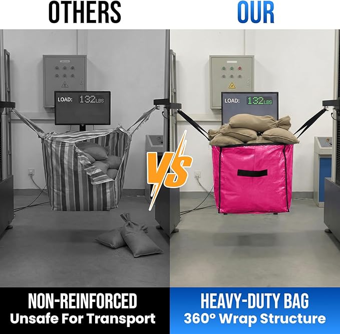 TAILI 4 Pack Pink Extra Large Moving Bags, Heavy Duty Totes with Visible Window, Wrap Around Handles, Great for Storage, Space-Saving