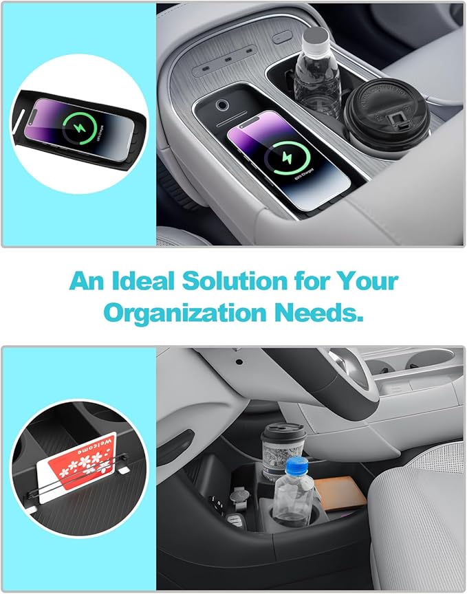 CDEFG 3Pcs for 2026 Hyundai Palisade Center Console Organizer, for 2026 Hyundai Palisade Accessories Lower Console Organizer Wireless Charging Mat