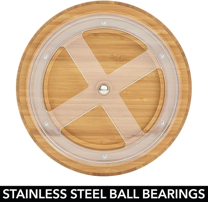 mDesign Lazy Susan Turntable Bamboo Spinner for Kitchen Cabinet, Pantry, Fridge, Cupboards, or Counter, Fully Rotating Organizer for Food, Spices, or Condiments, 9" Round, Echo Collection, Natural/Tan