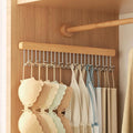 16.2 inch valet rods for closets, extendable and pull-out wardrobe pole for hanging clothes, wardrobe pole with metal hooks, closet valet rod slide out(Left hook)